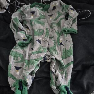 Adorable Green and Gray Dinosaur Footie